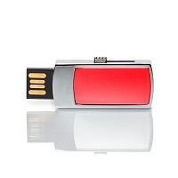 MN003 флешка металлическая с пластиковой вставкой красная 16GB