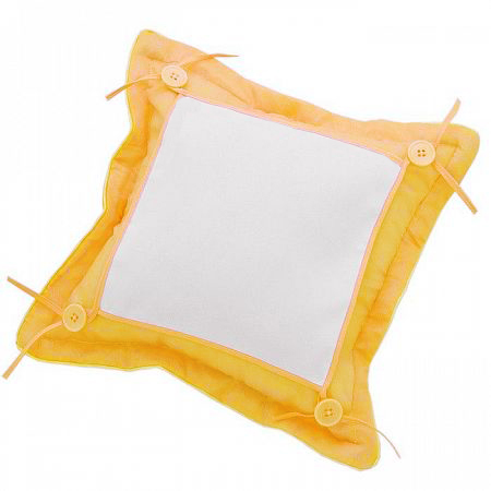Подушка желтая с квадратным материалом под нанесение на пуговицах